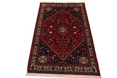3x5 Red, Ivory, Navy Color Hand Knotted Abadeh Wool Traditional Oriental Rug
